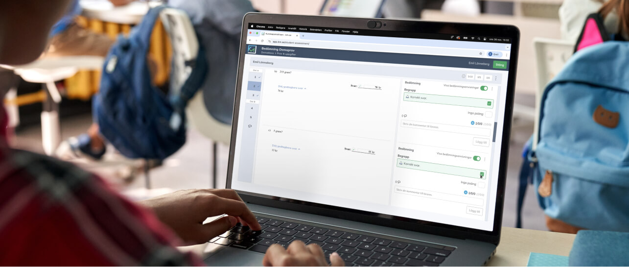 Elev som självbedömer sitt arbete i KM